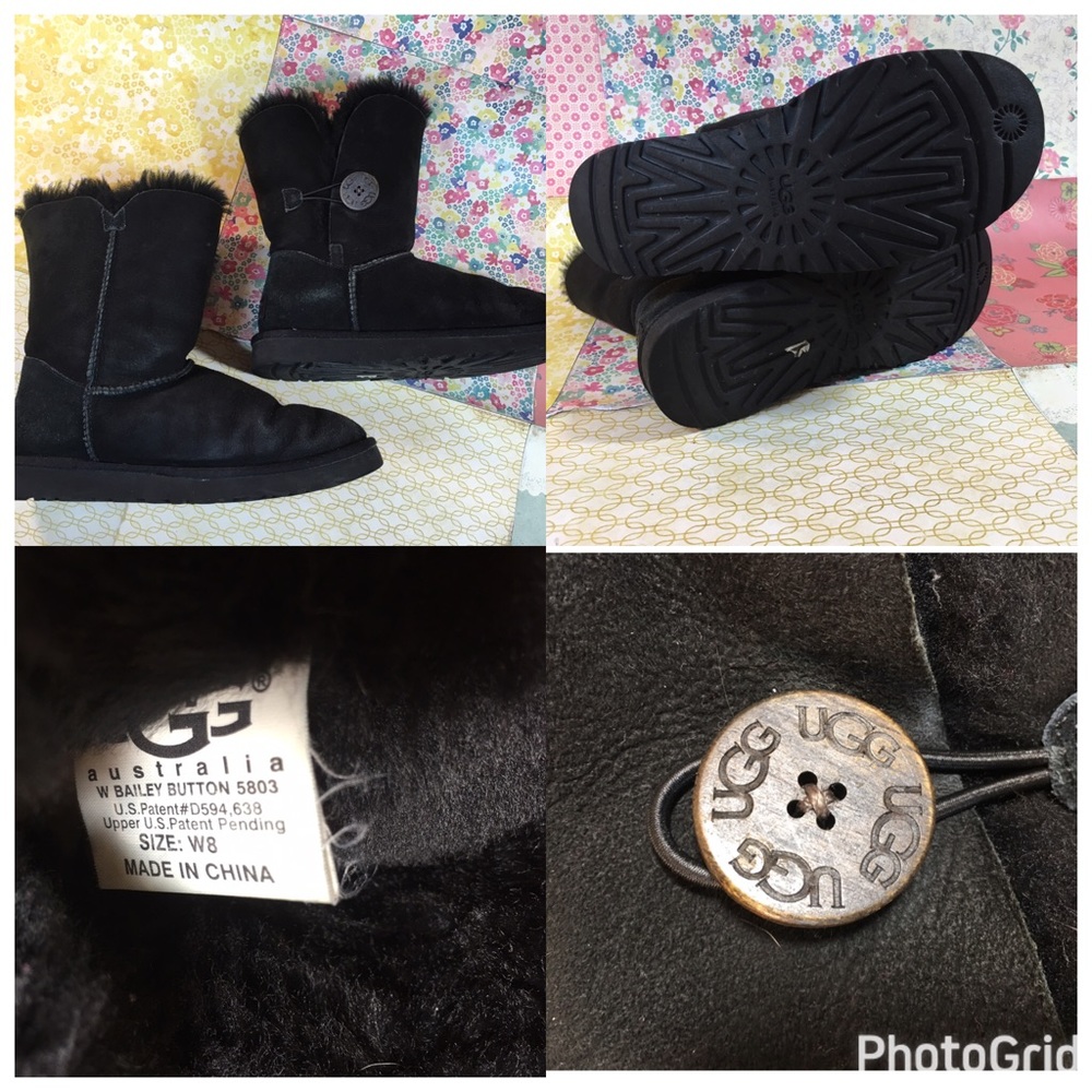 Black Bailey Button UGG Boots! Size 8